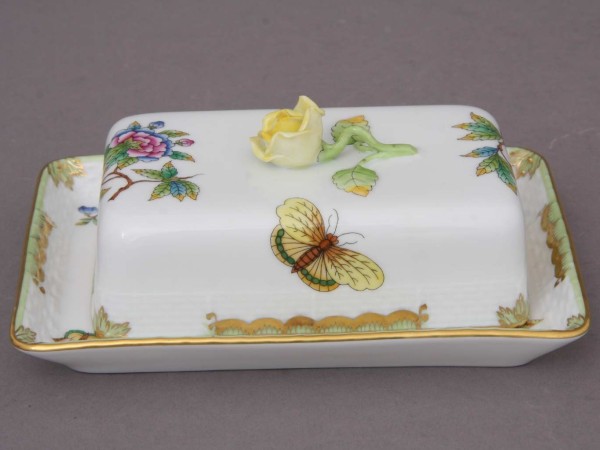 Butter dish, rose knob