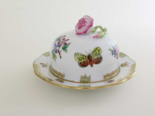 Butter dish, rose knob