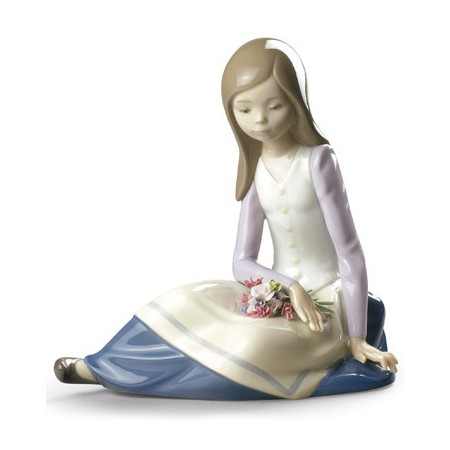 Contemplative Young Girl Figurine
