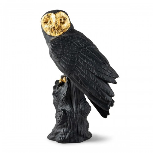 Owl Sculpture. Black-gold