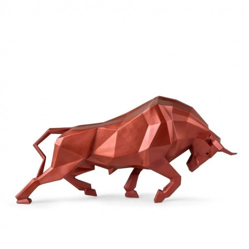 Bull Sculpture. Metallic red