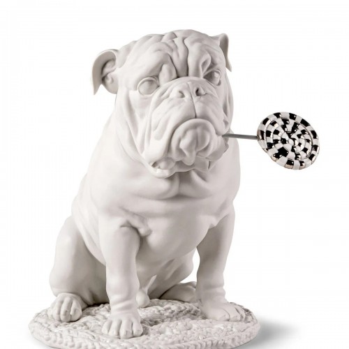 Bulldog with lollipop Sculpture. Re-Deco