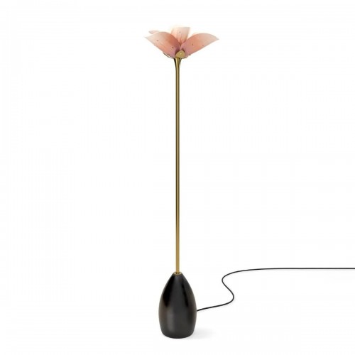 Blossom floor lamp - wood base. Pink-gold (CE)