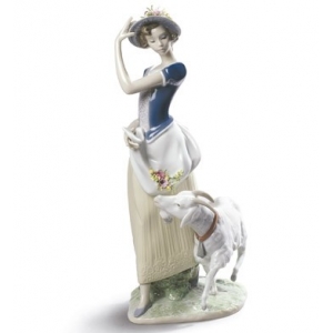 Young Shepherdess Woman Figurine
