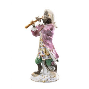 Clarinetist Monkey Band, coloured, with gold, H 13,5 cm