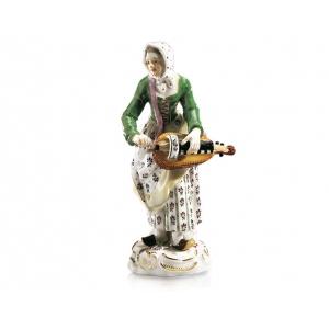 Woman with lyre Paris pedlar, Coloured, with gold, H 14 cm