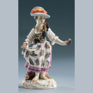 Gardener childr. Girl, dancing, Coloured, with gold, H 12 cm