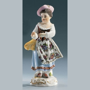Gardener childr. Girl, dancing, Coloured, with gold, H 13 cm