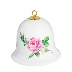  Bell, Pink rose, white rim, H 5 cm