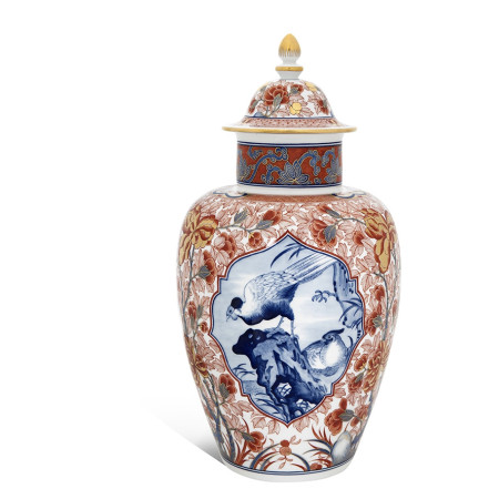COVERED VASE WITH PHEASANTS