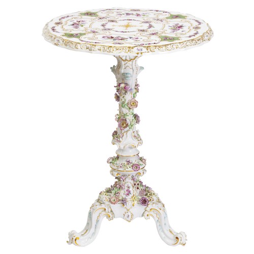 Porcelain table with “Flowers in Purple and Green”