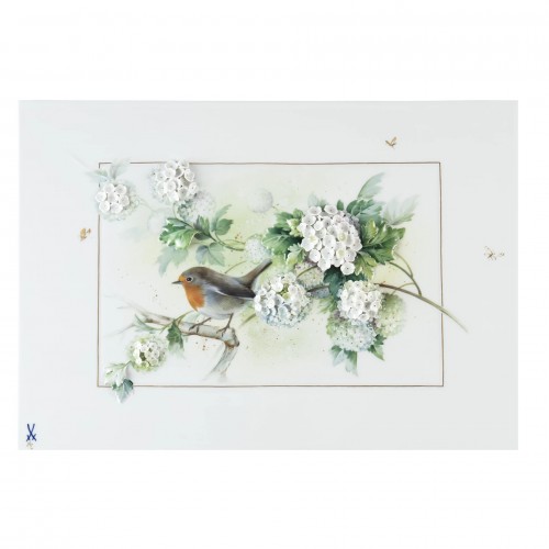 Wall Painting Robin on snowball blossom