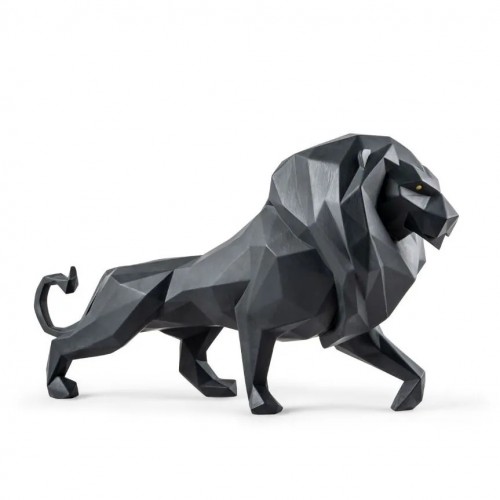 Скульптура Льва. Матовый черный