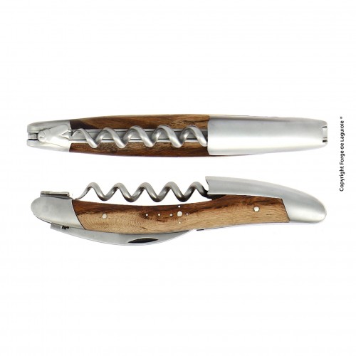 Нож сомелье, сатинированный, с ручкой из древесины из под винных бочек