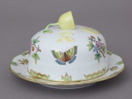 Butter dish, rose knob