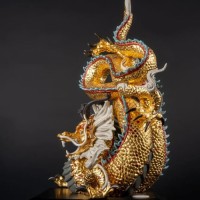 Protective Dragon Sculpture. Gold.