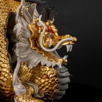 Protective Dragon Sculpture. Gold.