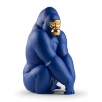 Gorilla Figurine. Blue-Gold. Limited Edition