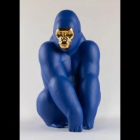 Gorilla Figurine. Blue-Gold. Limited Edition