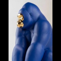 Gorilla Figurine. Blue-Gold. Limited Edition