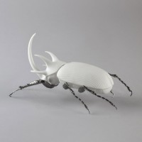 Rhinoceros Beetle Figurine. Matte White