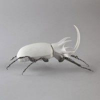 Rhinoceros Beetle Figurine. Matte White