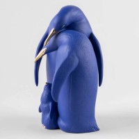 Penguin family Sculpture. Limited Edition. Blue and Gold