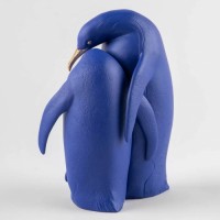 Penguin family Sculpture. Limited Edition. Blue and Gold