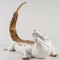 Crocodile Figurine. White and copper