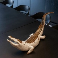 Crocodile Figurine. White and copper