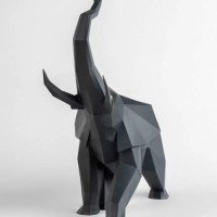 Elephant Figurine. Black matte