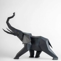 Elephant Figurine. Black matte