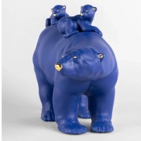 Mummy bear and babies (blue-gold). Limited Edition