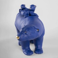 Mummy bear and babies (blue-gold). Limited Edition