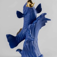 Koi Sculpture. Blue-Gold. Limited Edition