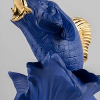 Koi Sculpture. Blue-Gold. Limited Edition