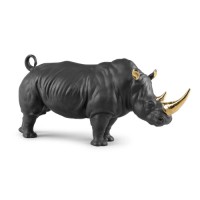 Rhino (black-gold) Sculpture. Limited Edition