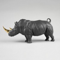 Rhino (black-gold) Sculpture. Limited Edition