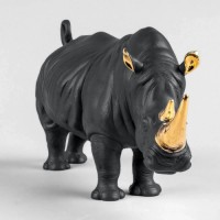 Rhino (black-gold) Sculpture. Limited Edition