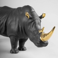 Rhino (black-gold) Sculpture. Limited Edition