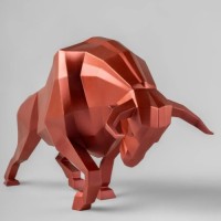 Bull Sculpture. Metallic red