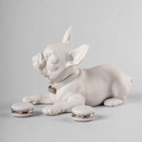 French bulldog with macarons Sculpture. Re-Deco