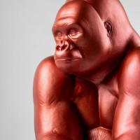 Gorilla Sculpture. Metallic red. Limited Edition