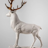 Deer Sculpture. White-copper