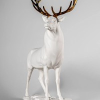 Deer Sculpture. White-copper