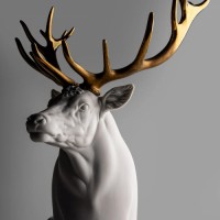 Deer Sculpture. White-copper