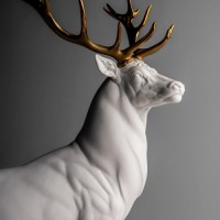 Deer Sculpture. White-copper