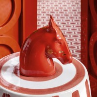The Horse Sculpture. Red - gold