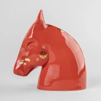 The Horse Sculpture. Red - gold