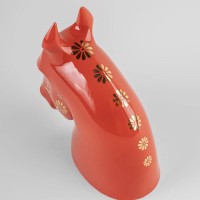 The Horse Sculpture. Red - gold